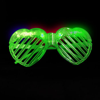 FLASH SUNGLASSES-5PCS/PBAG-HEART-GREEN