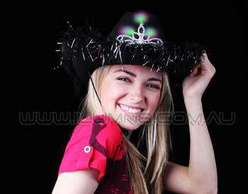 FLASH HEADWEAR-1PC COWBOY HAT  BLK