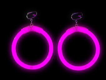 GLOW EARRINGS-1 PAIR/FOIL PKT-PINK 