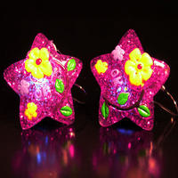 Flashing Earring Fuchsia Glitter Star 1 Pair