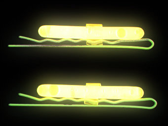 GLOW HAIRPINS-1 PAIR/FOIL PKT-YELLOW 