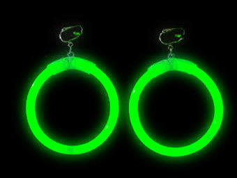 GLOW EARRINGS-1 PAIR/FOIL PKT-GREEN 