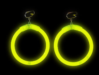 GLOW EARRINGS-1 PAIR/FOIL PKT-YELLOW 