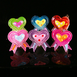 Pack of 36 Flashing Heart Rings with Ribbon