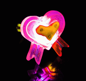 Pack of 36 Flashing Heart Rings with Ribbon