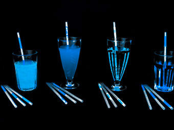 GLOW STRAWS-6 PCS /FOIL PKT-BLUE 