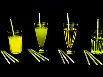 GLOW STRAWS-6 PCS /FOIL PKT-YELLOW 