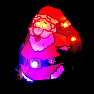Flashing Christmas Badge - Running Santa - Pack of 25