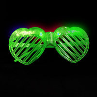 FLASH SUNGLASSES-5PCS/PBAG-HEART-GREEN