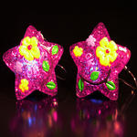 Flashing Earring Fuchsia Glitter Star 1 Pair
