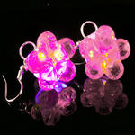 Flashing Earring Pink Crystal Flower 1 Pair