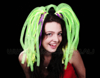 FLASH HEADWEAR-1PC/PBAG-NOODLE HAIR GRN2