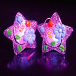 Flashing Earring Purple Glitter Star  1 Pair