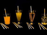 GLOW STRAWS-6 PCS /FOIL PKT-ORANGE 