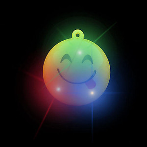24 x Flashing Jumbo Emoji Necklaces Flashes Red/Green/Blue - 3 Modes