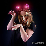 FLASHING HEADBOPPER-PINK LEOPARD EARS-1PC