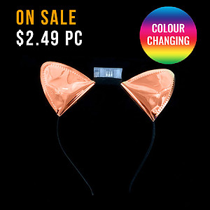 Flashing LED Headband - Glossy Light Up Kitty Ears