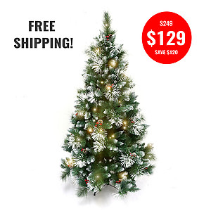 DELUXE FROSTED CHRISTMAS TREE-180CM + 10MTR WW FAIRY LIGHTS