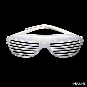 1 x Flashing 'Shutter Shades' (Sunglasses) - White with Red/Blue/Green Lights