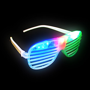 1 x Flashing 'Shutter Shades' (Sunglasses) - White with Red/Blue/Green Lights