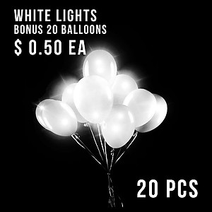 20 x Balloon Lights White + Bonus Balloons