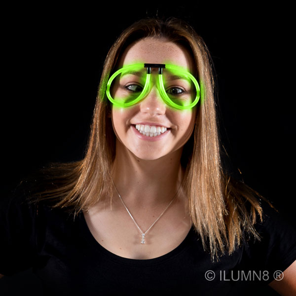1pr x glow stick novelty eye glasses green