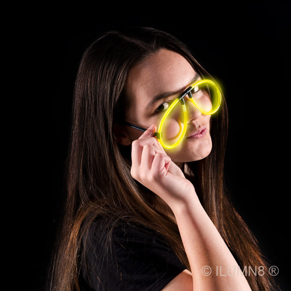 1pr x glow stick novelty eye glasses yellow