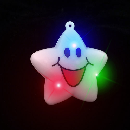 FLASHING NECKLACE-JUMBO HAPPY STAR-24PC DBOX