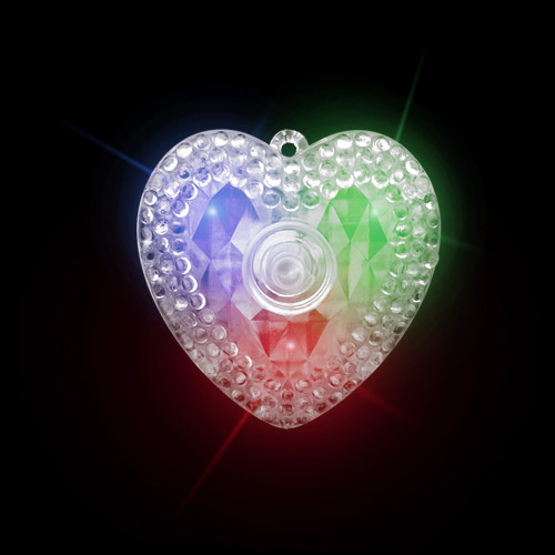 FLASHING NECKLACE-XL HEART PRISM-24PC DBOX
