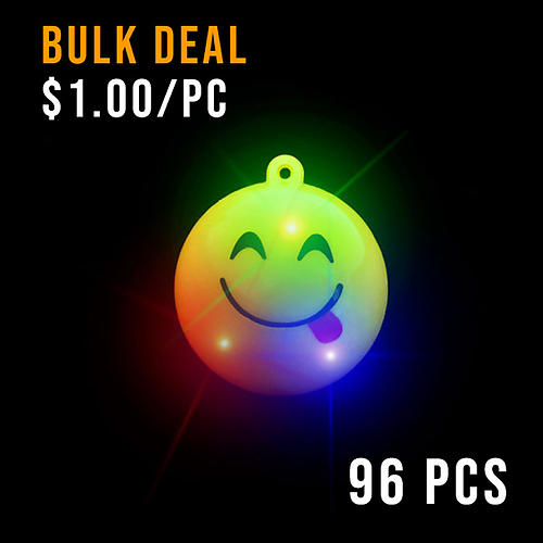 BULK FLASHING NECKLACE-JUMBO EMOJI-96PCS CTN