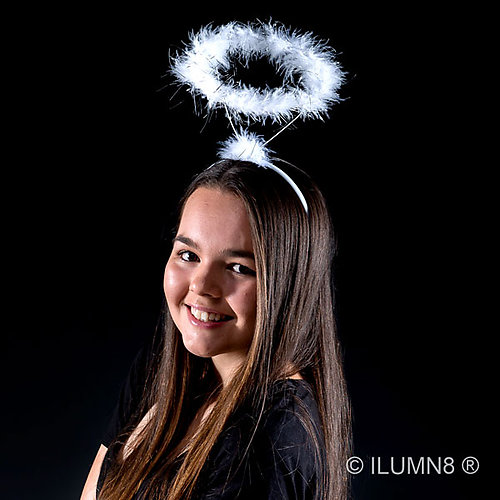 HEAD BAND - FLUFFY ANGEL HALO WHITE-1PC