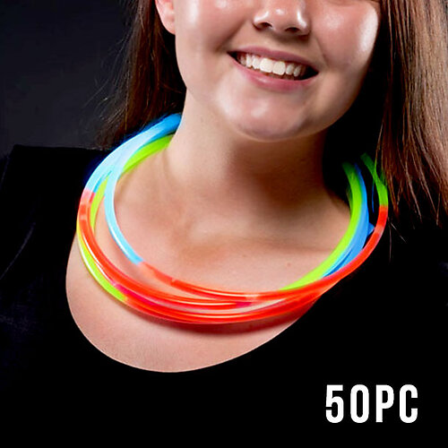 GLOW NECKLACES-22INCH 50PC TUBE TRI-COLOUR