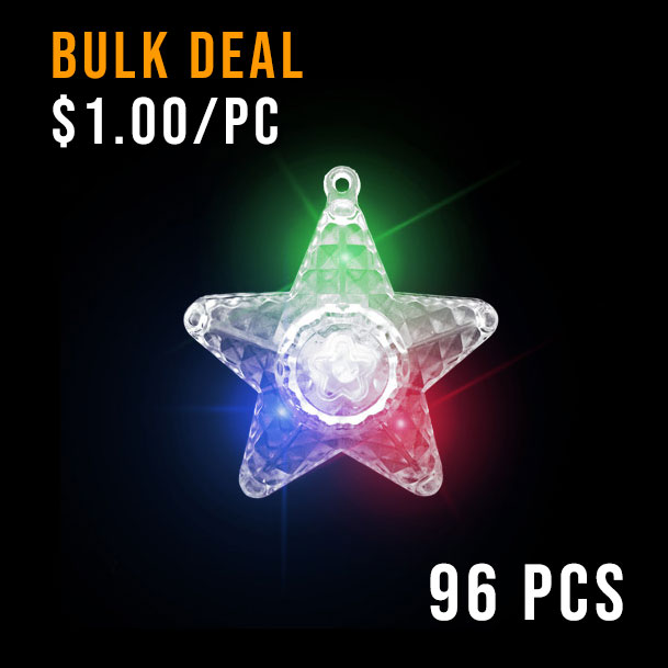 BULK FLASHING NECKLACE-XL STAR PRISM-96PCS CTN
