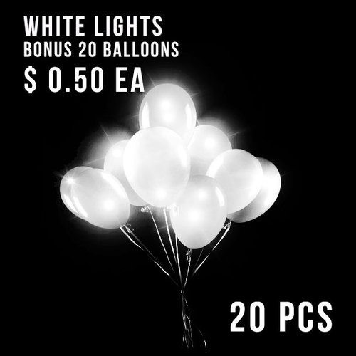 BALLOON LIGHTS-NEW WHITE-20 PC + 20 BALLOONS