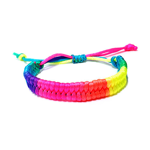 UV FLURO WEAR - WIDE COTTON BRACELET - NEON RAINBOW